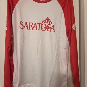 A.P.C. Saratoga Racetrack Red and White Long Sleeve Tee